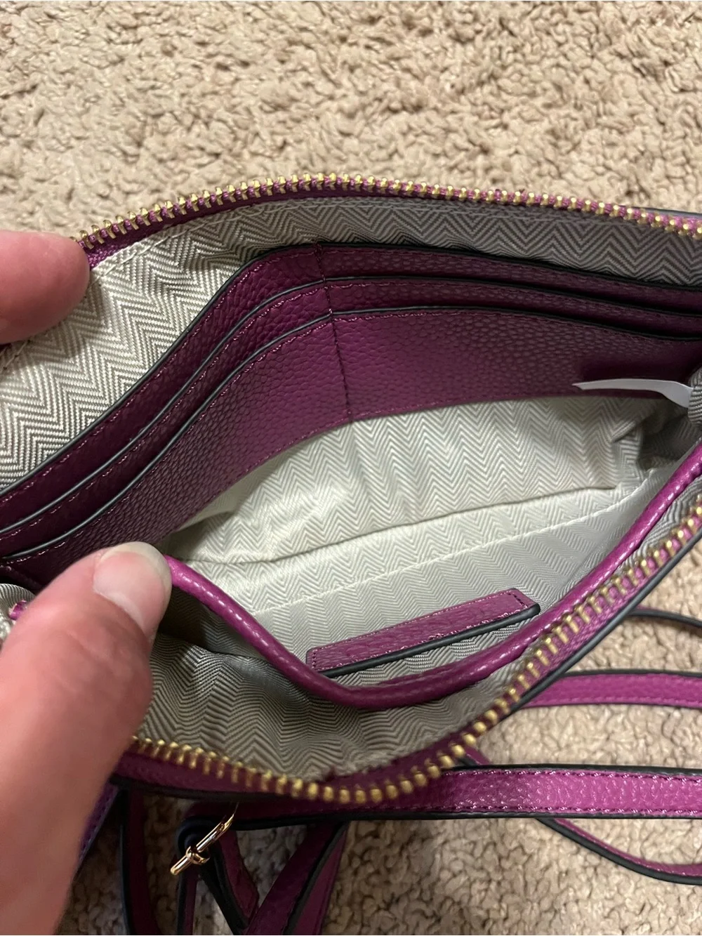 Women's Purple Pebbled Leather Wristlet Crossbody